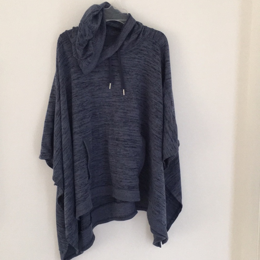 Athleta blue poncho hoodie
